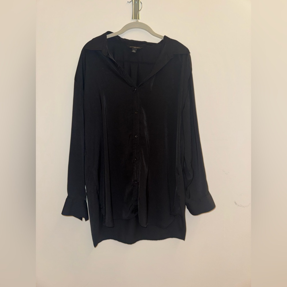 Banana Republic Silky Black Button Down Shirt